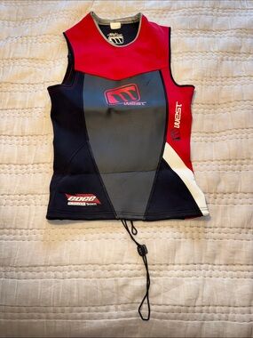 Men's Red & Black Neoprene Swim Rash Guard Vest